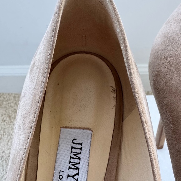 Jimmy Choo Romy 100 Nude Suede Heels - Picture 5 of 7